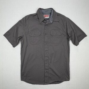 Wrangler Mens Comfort Flex Short Sleeve Button Down Shirt Gray Small